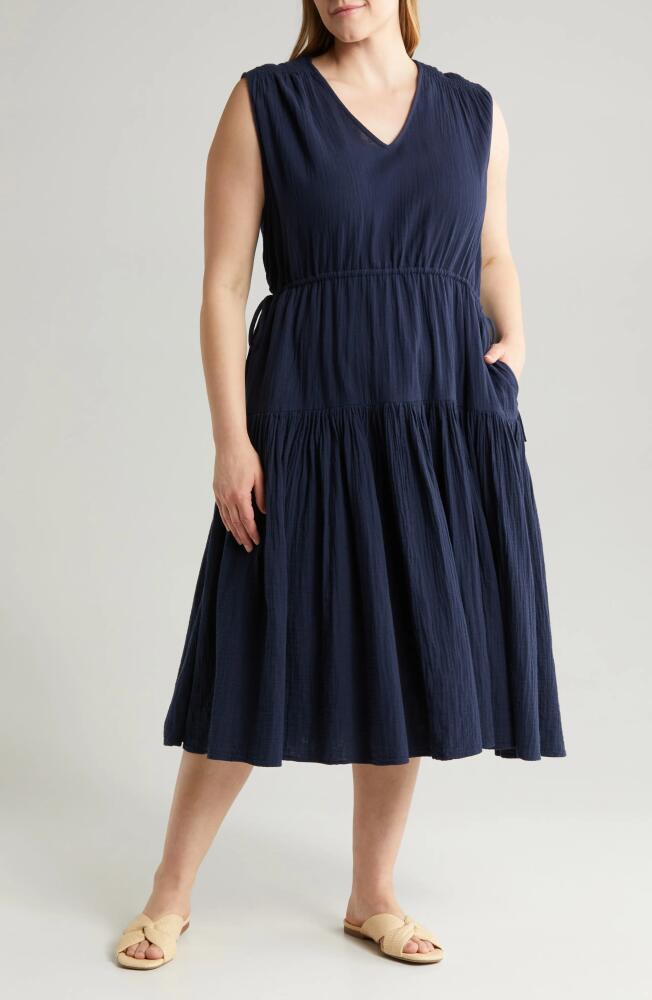 caslon(r) Tiered Cotton Midi Dress in Navy Blazer Cover