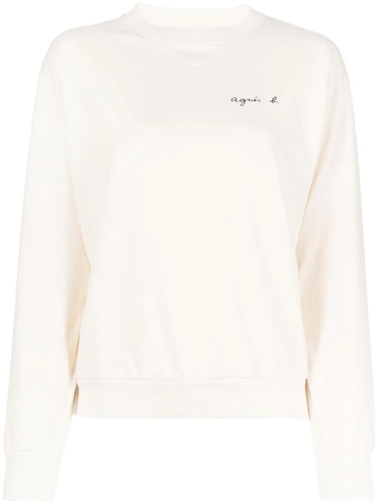 agnès b. logo-print cotton sweatshirt - Neutrals Cover