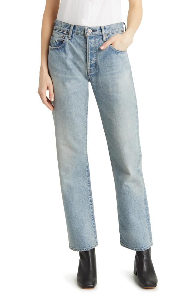 MOUSSY VINTAGE Neely Distressed High Waist Straight Leg Jeans in Light Blue Cover