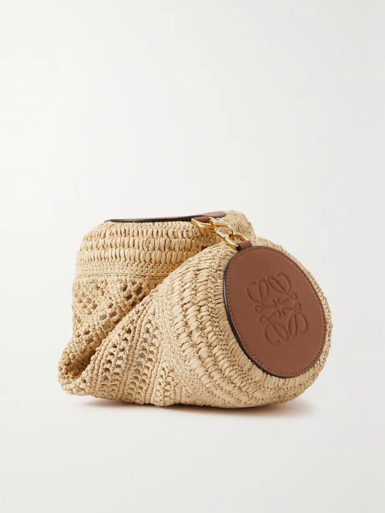 Loewe - + Paula's Ibiza Bracelet Leather-trimmed Raffia Shoulder Bag - Neutrals Cover