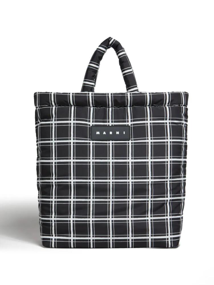 Marni Puff checked tote bag - Black Cover