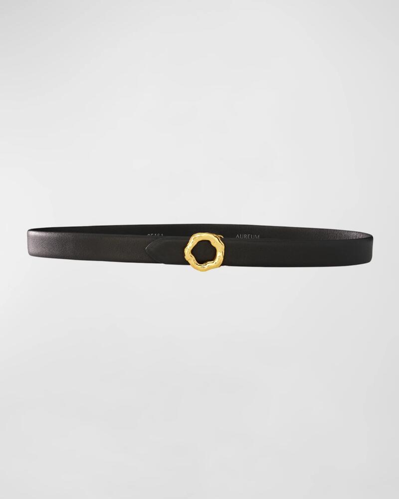 Aureum Collective No. 1 Leather Belt With Abstract Buckle Cover