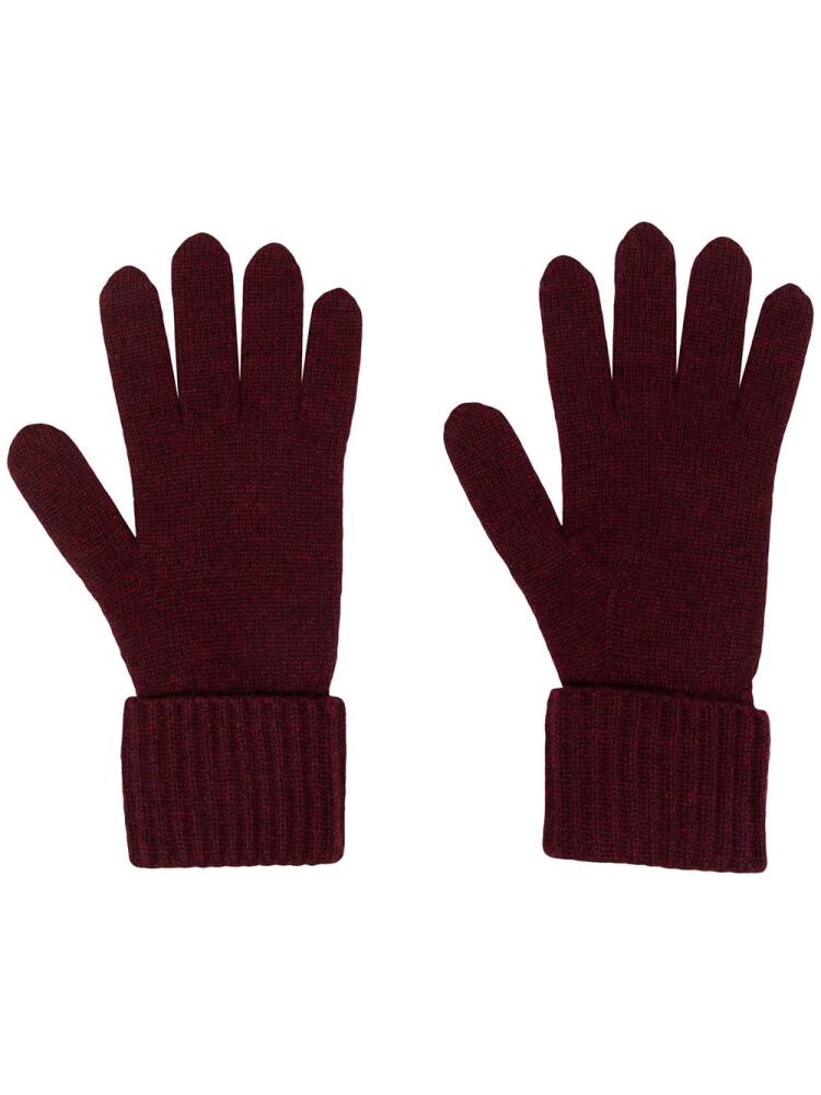 N.Peal ribbed-trim cashmere gloves - Red Cover