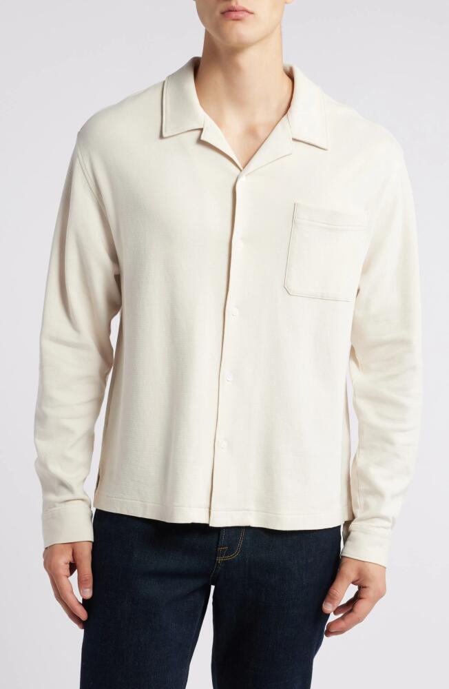 FRAME Long Sleeve Duo Fold Relaxed Shirt in White Sand Cover