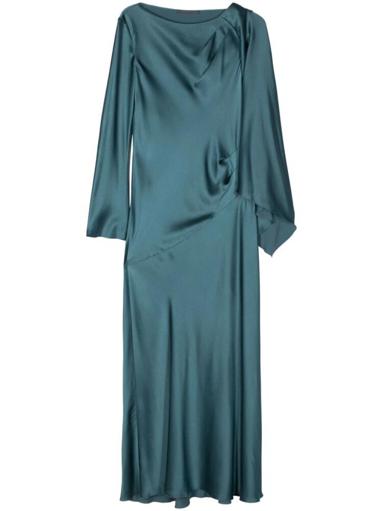 Alberta Ferretti draped-detail satin gown - Blue Cover