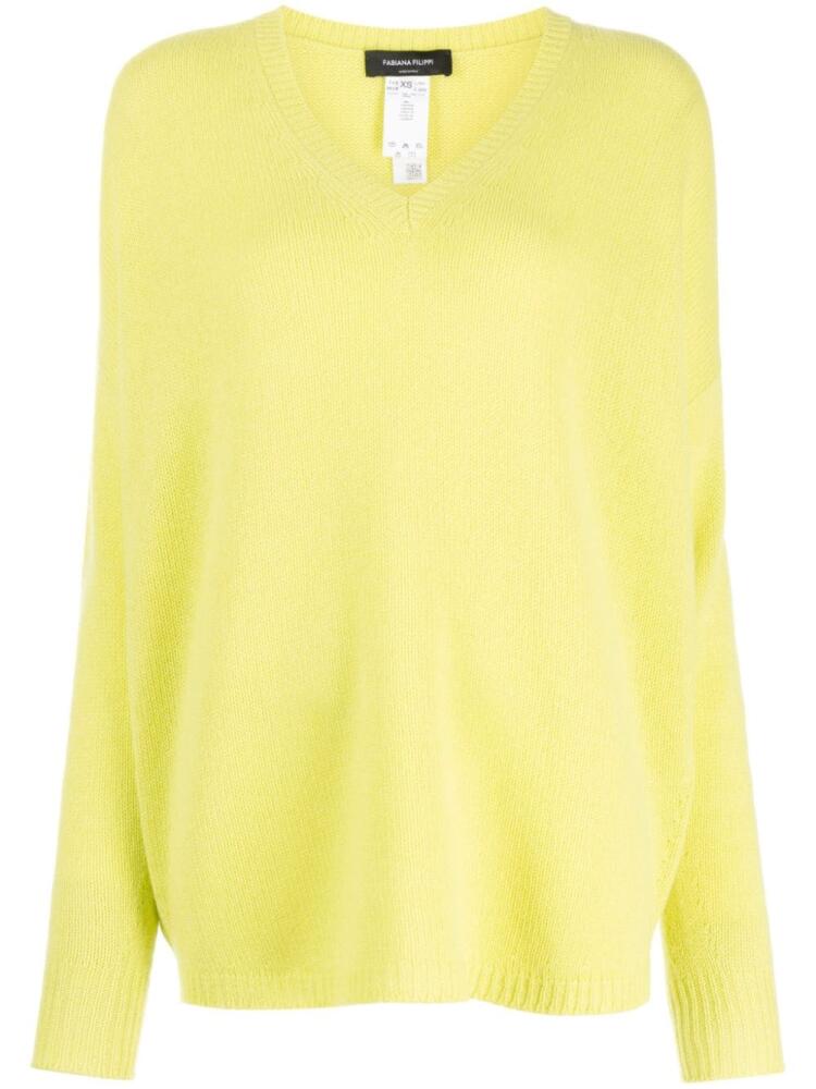 Fabiana Filippi V-neck fine-knit cashmere jumper - Yellow Cover