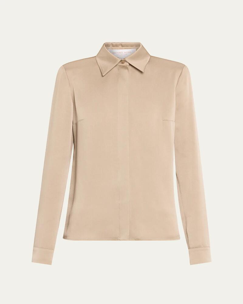 Michael Kors Collection Hansen Charmeuse Button-Front Shirt Cover