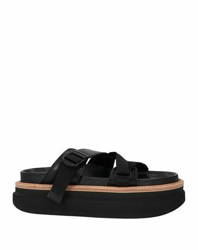 Sacai Man Sandals Black Leather, Textile fibers Cover