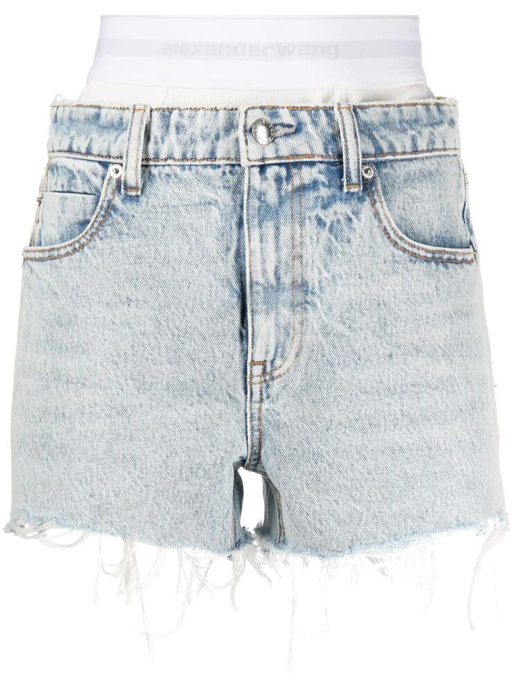 Alexander Wang logo-waistband denim shorts - Blue Cover