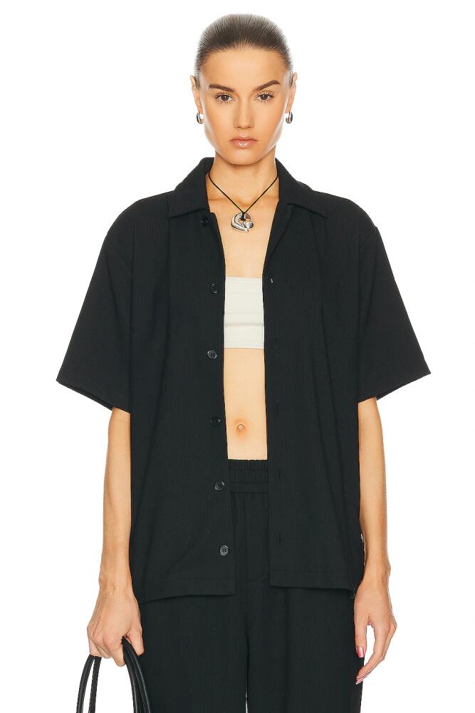 WAO Ribbed Knit Camp Shirt in Black Cover