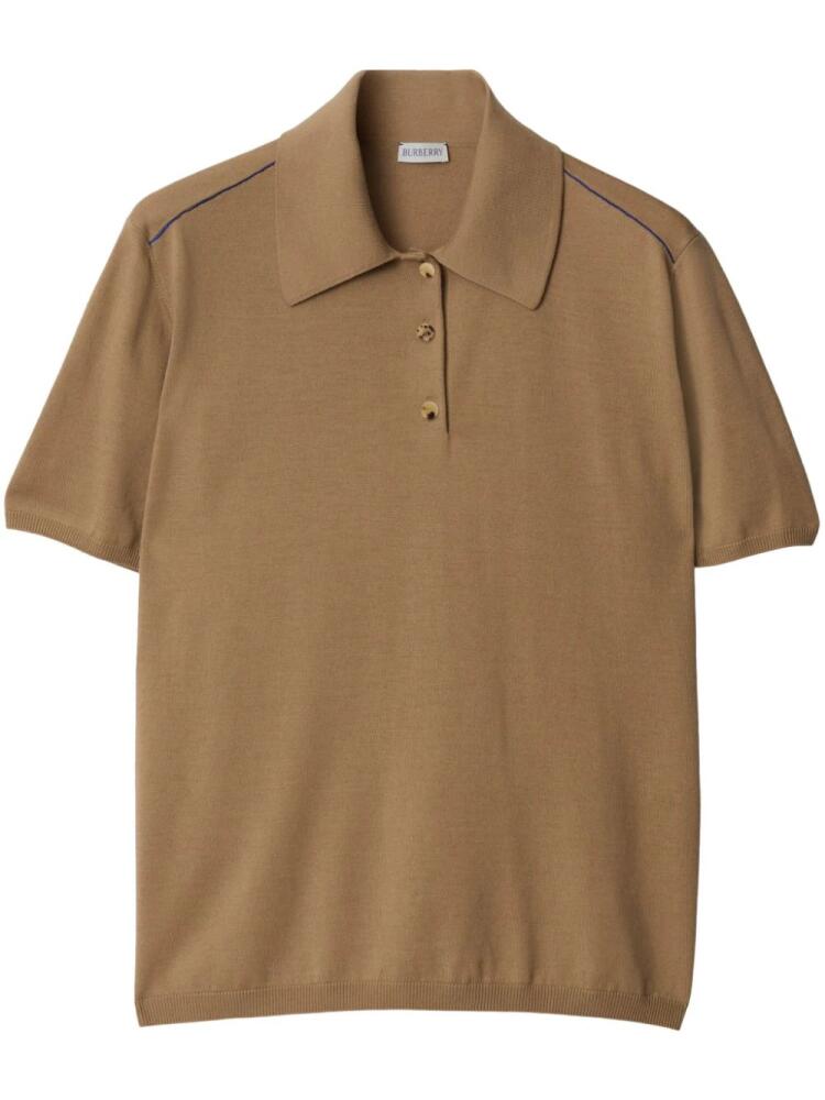 Burberry short-sleeve wool polo shirt - Neutrals Cover