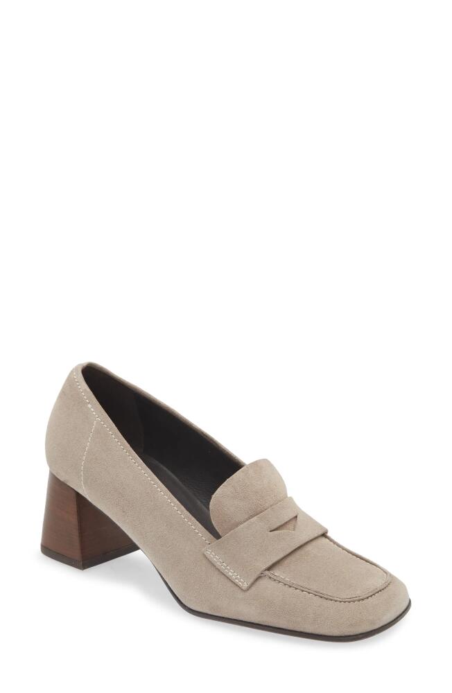 Chocolat Blu Zaza Penny Loafer Pump in Taupe Suede Cover