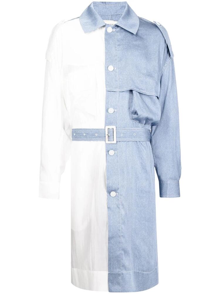 Feng Chen Wang two-tone trench coat - Blue Cover