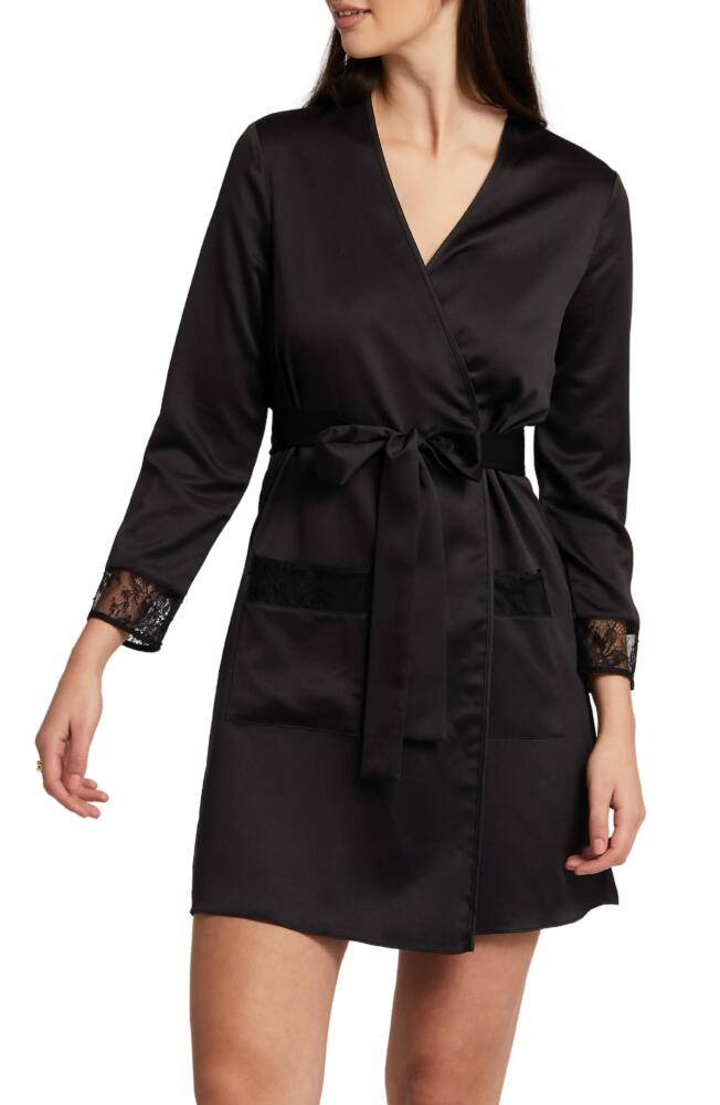 Rya Collection Serena Lace Trim Charmeuse Wrap in Black Cover