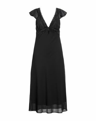 Kontatto Woman Midi dress Black Polyester, Elastane Cover