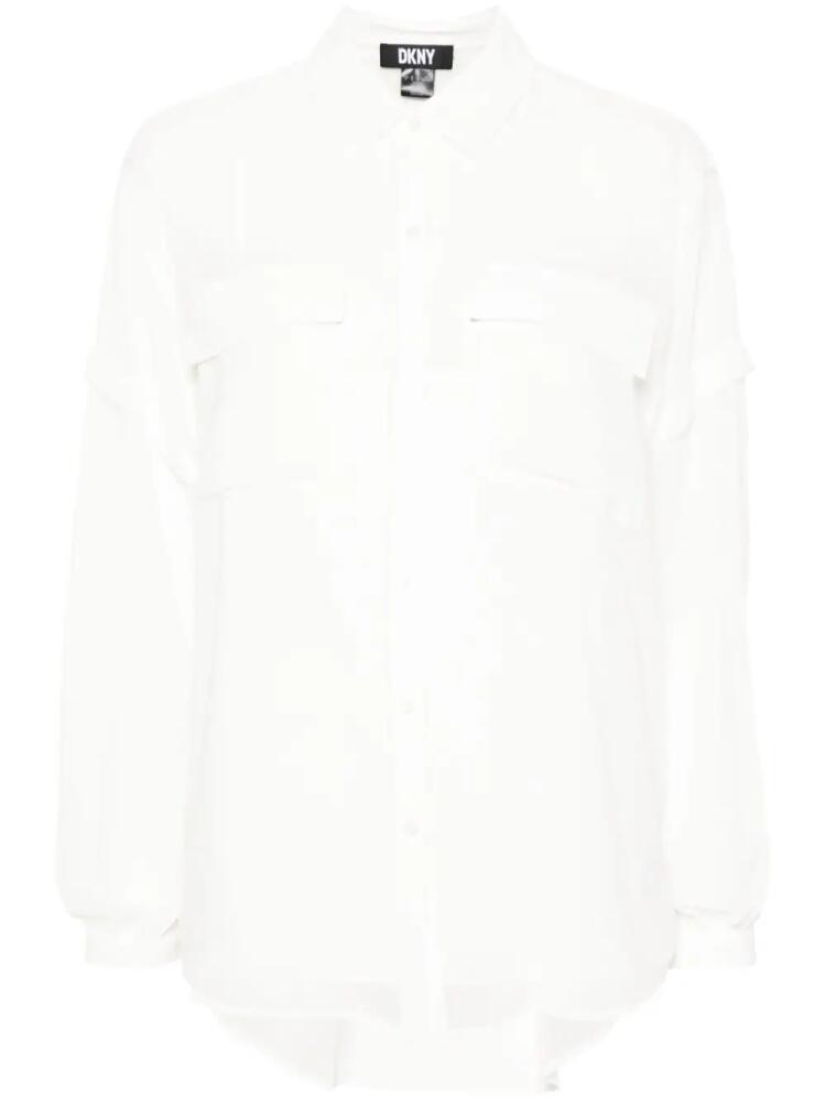 DKNY button-up semi-sheer shirt - Neutrals Cover