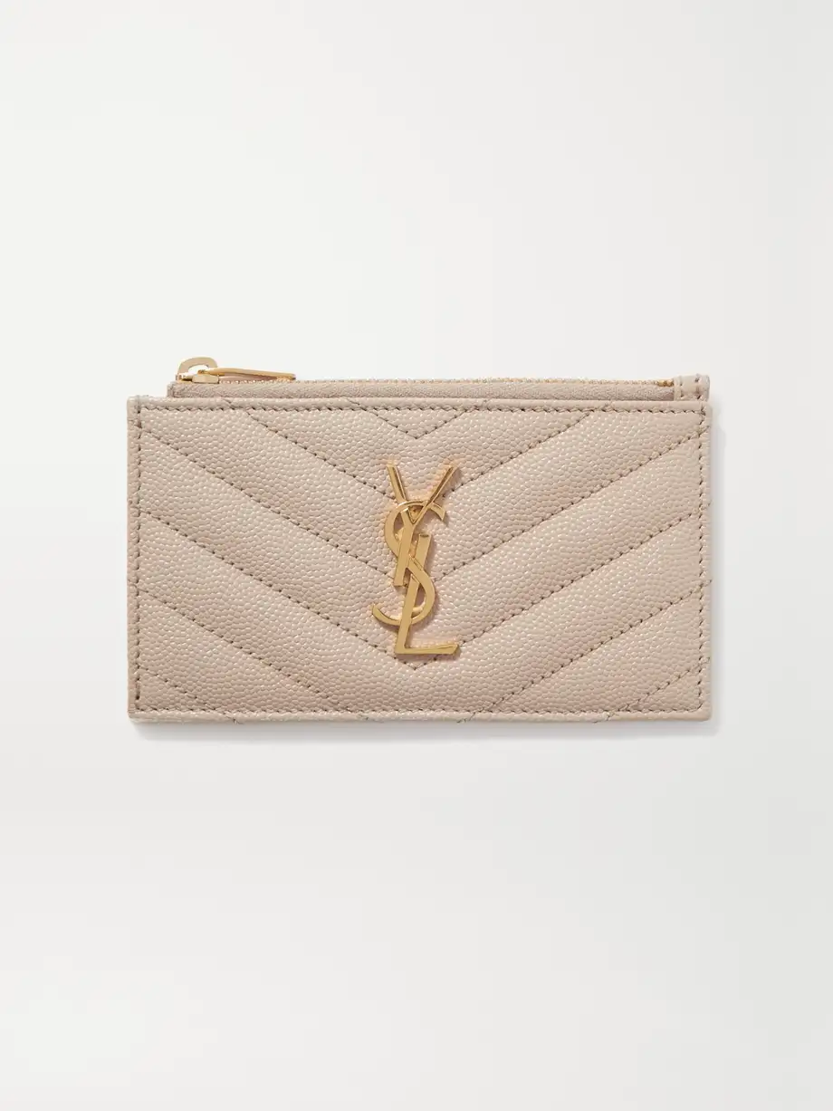 SAINT LAURENT - Monogramme Quilted Textured-leather Wallet - Cream Cover