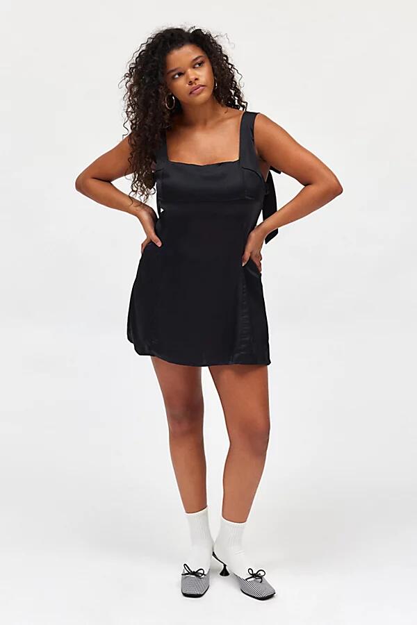 Urban Outfitters UO Bri Double Bow Satin Mini Dress in Black Cover