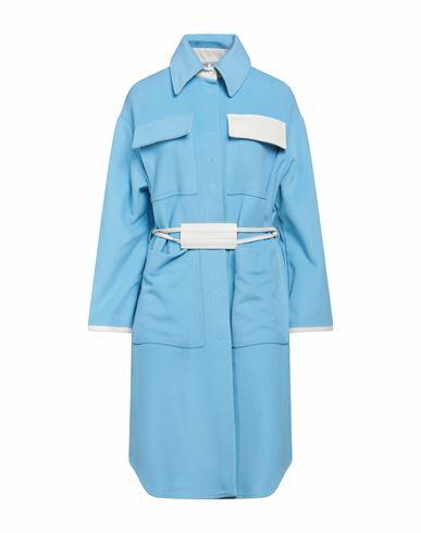 Sfizio Woman Coat Azure Virgin Wool, Polyamide, Cashmere Cover