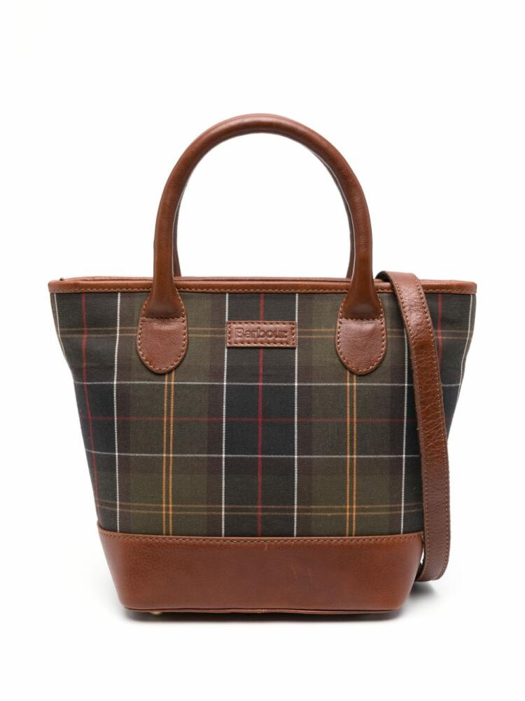 Barbour tartan-check leather tote bag - Brown Cover