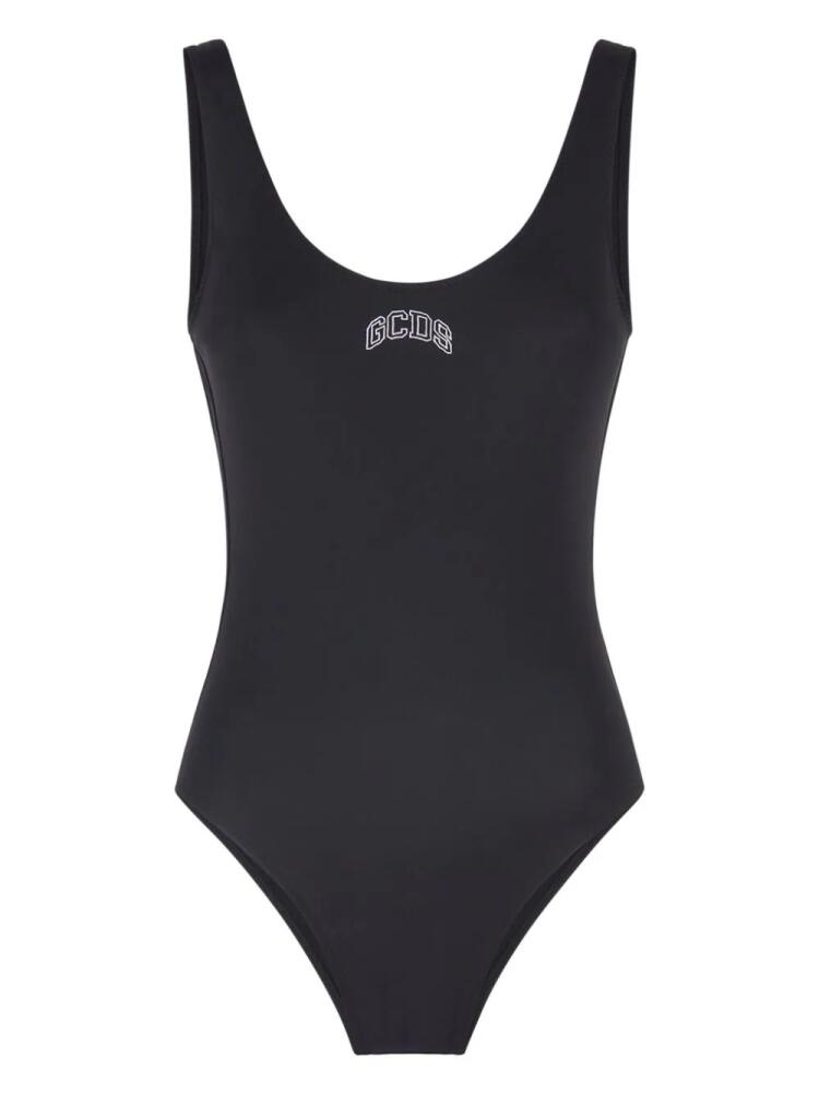 GCDS logo-print low-back swimsuit - Black Cover