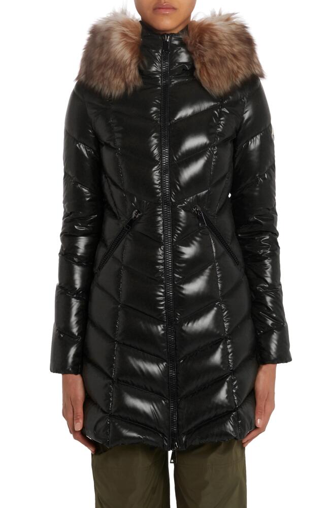 Moncler Marre Quilted Down Coat with Removable Genuine Shearling Trim in Black Cover