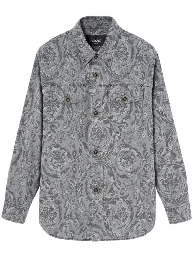 Versace Barocco jacquard gabardine overshirt - Grey Cover