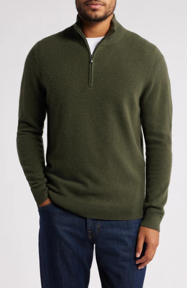 Nordstrom Cashmere Quarter Zip Pullover Sweater in Green Depths Cover