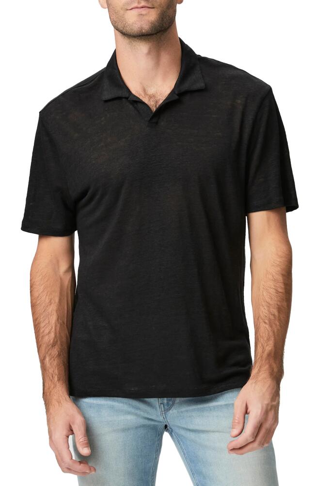 PAIGE Shelton Slub Linen Polo in Black Cover