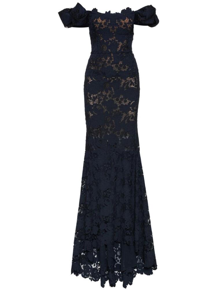 Oscar de la Renta Mixed Botanical guipure-lace maxi dress - Black Cover