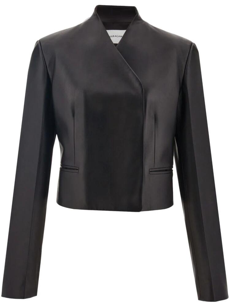 Ferragamo V-neck leather jacket - Black Cover