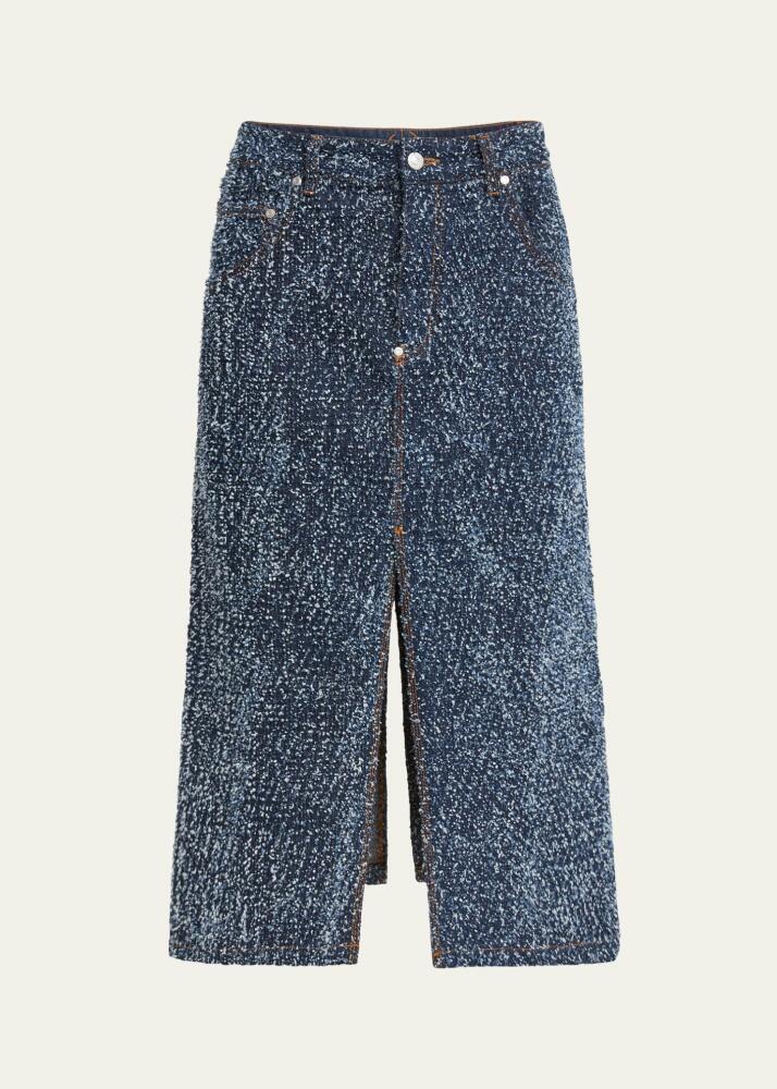 Stella McCartney Boucle Denim Midi Skirt with Front Slit Cover