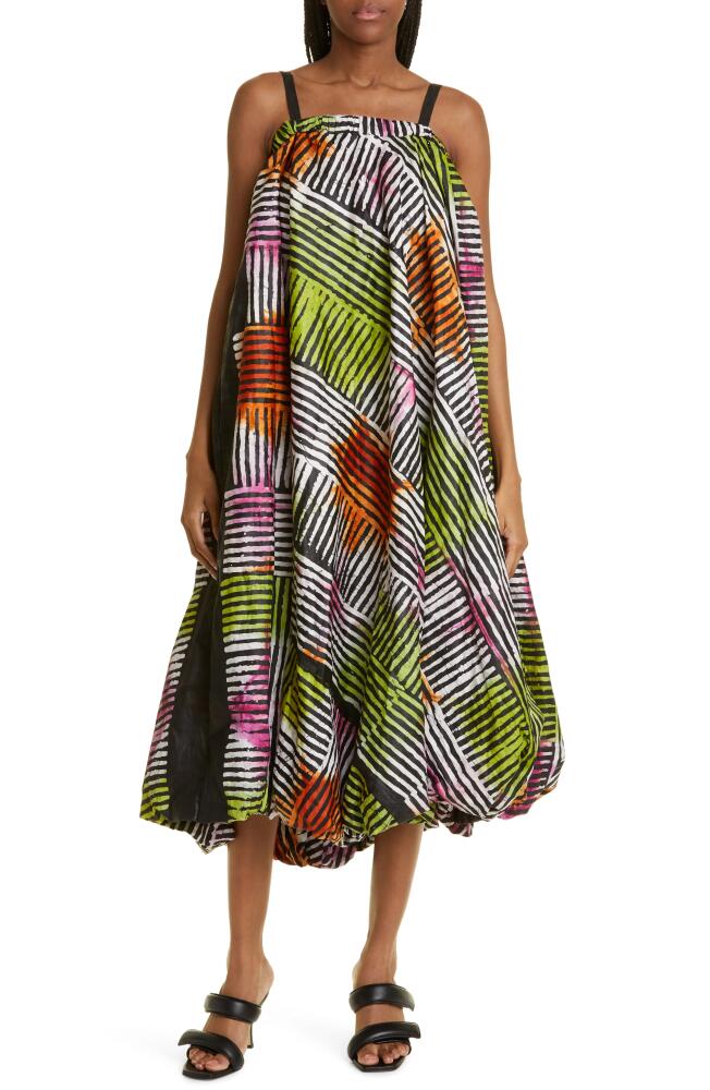 BUSAYO Ayo Print Balloon Hem Dress in Orange/Lime/Pink Cover