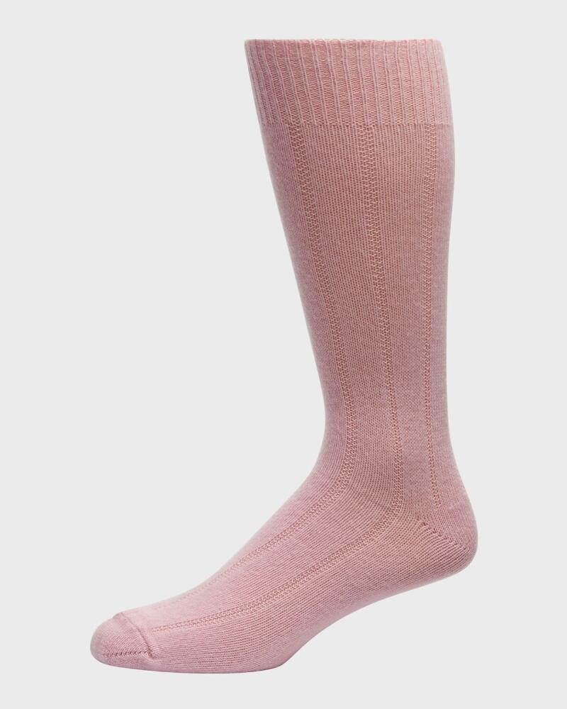 Neiman Marcus Men's Rib-Cashmere Crew Socks Cover