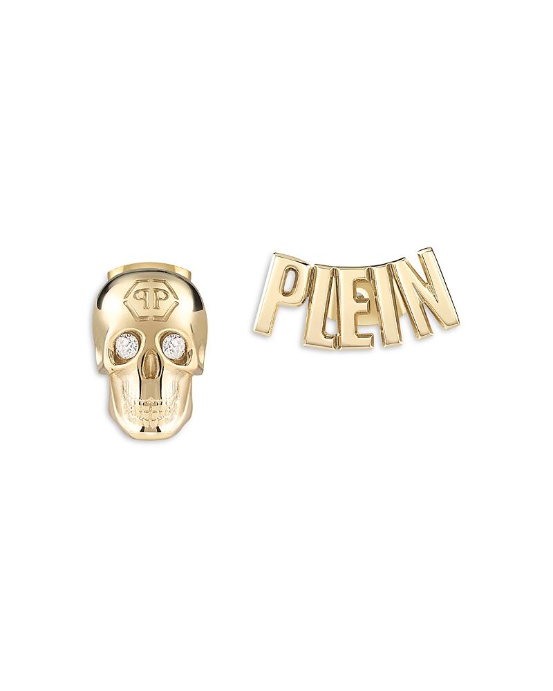 Philipp Plein Lettering Gold Tone Stud Earrings, 0.3W Cover