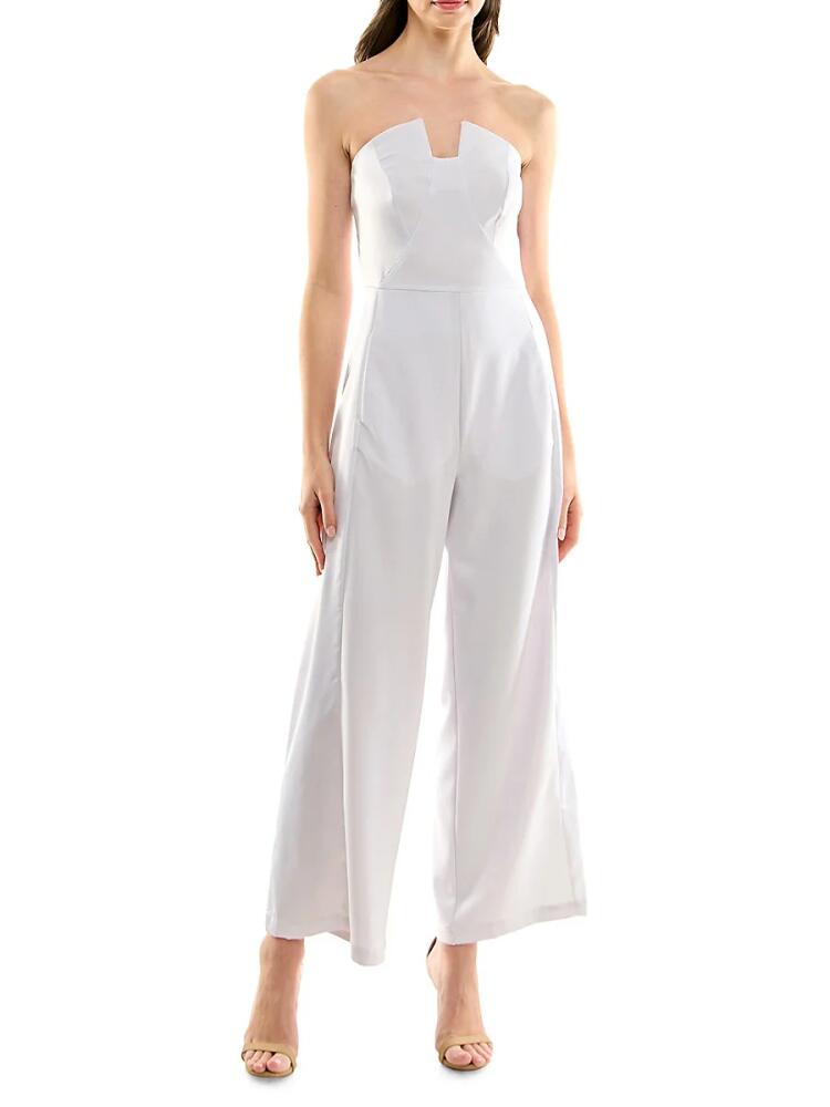 Nicole Miller Women's Tux Wide Leg Jumpsuit - White Cover