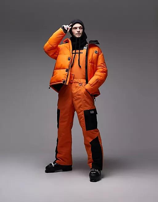 Topman Sno straight leg ski overalls in orange Cover