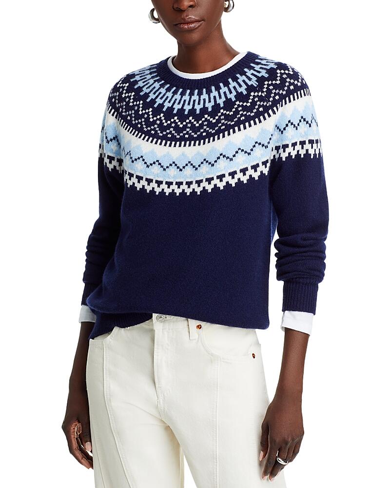 Aqua Cashmere Fair Isle Crewneck Cashmere Sweater - Exclusive Cover