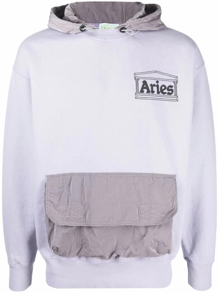 Aries logo patch hoodie - Purple Cover