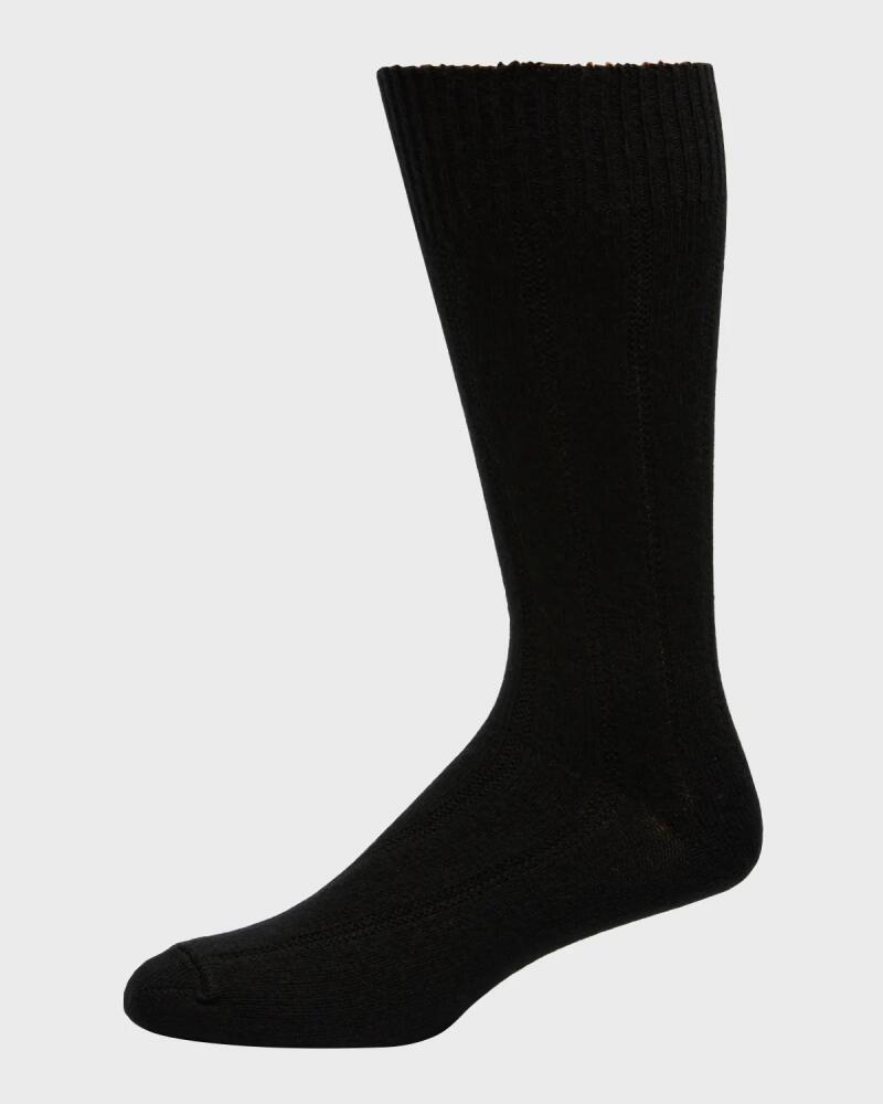 Neiman Marcus Men's Rib Cashmere Crew Socks Cover