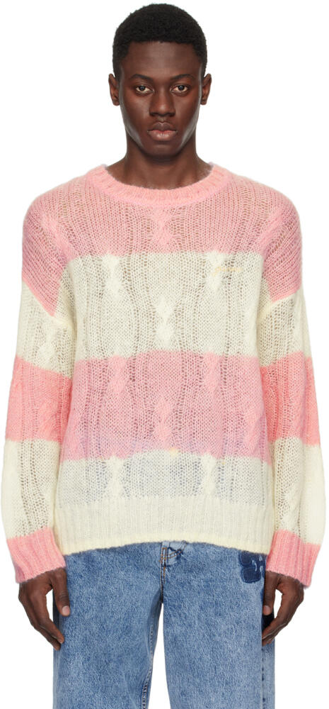 GANNI Pink & White Striped Sweater Cover