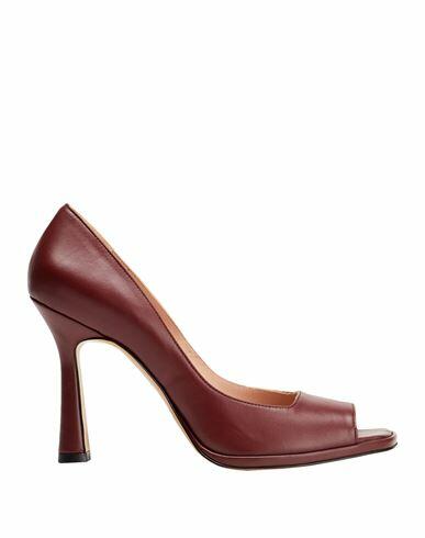 8 By Yoox Leather Square Open-toe Pumps Woman Pumps Burgundy Soft Leather Cover