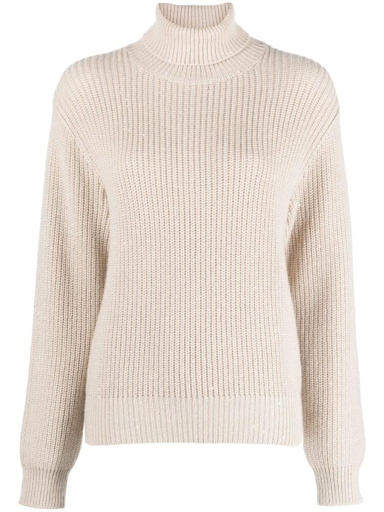 Brunello Cucinelli chunky-knit roll-neck jumper - Neutrals Cover