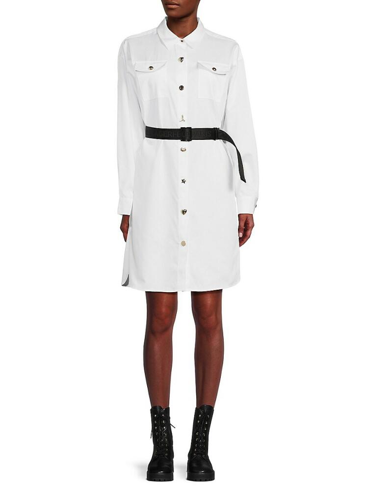 Karl Lagerfeld Paris Women's Detachable Belt Mini Shirt Dress - White Cover