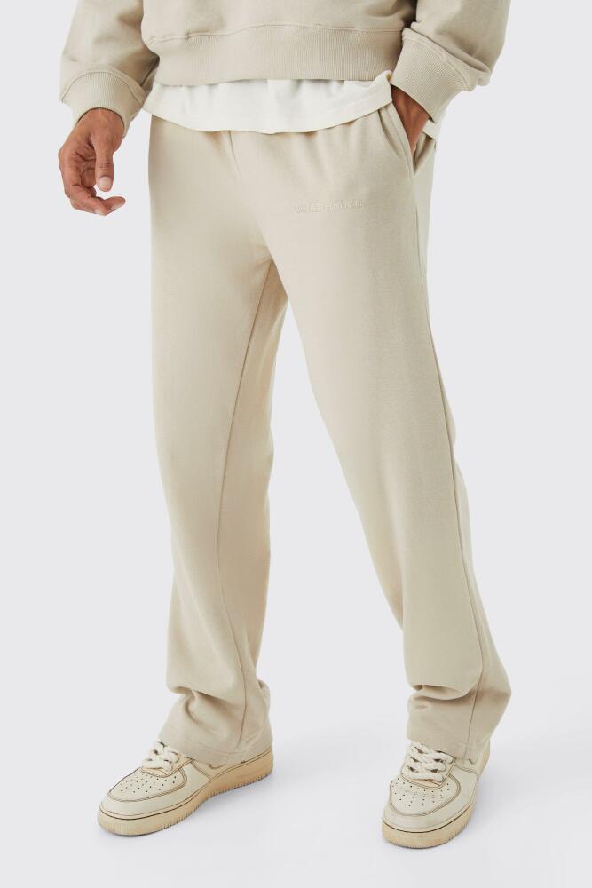 boohoo Mens Relaxed Fit Loopback Sweatpant - Beige Cover