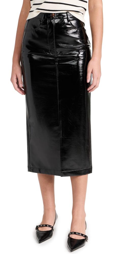 KITRI Penny Black Vinyl Midi Skirt Black Cover