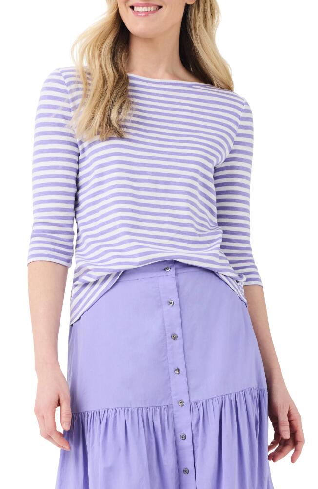 NZT by NIC+ZOE Stripe Boat Neck Cotton T-Shirt in Purple Multi Cover