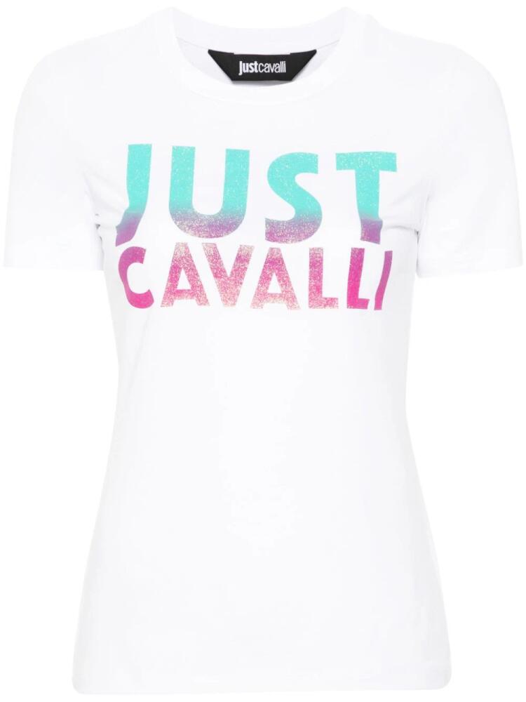 Just Cavalli glittered logo-print T-shirt - White Cover