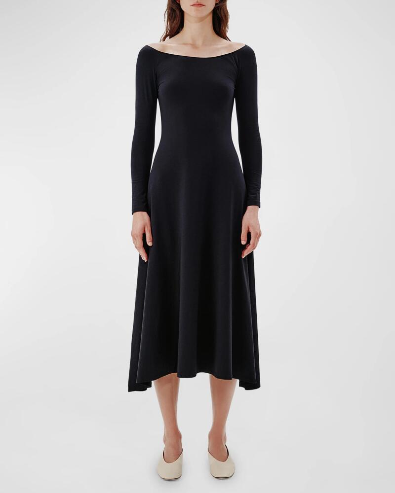 Another Tomorrow Off-The-Shoulder Long-Sleeve Leotard Midi Dress Cover