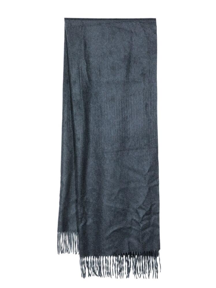 N.Peal fringed-edge cashmere woven shawl - Blue Cover